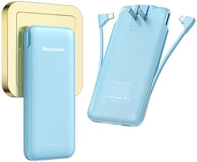 Dual 10000 m Ah Portable Power Bank Set with Built-In Cables and Fast Charging – Travel-Ready USB-C Charger for i Phone & Android Devices in Sleek White & Purple Design – Ultimate Compatibility for On-the-Go Power Solutions