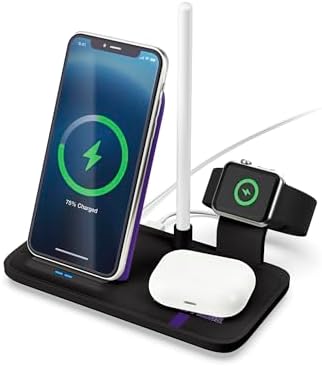 SOAR NCAA 4-in-1 Wireless Charging Docking Station: Rapid Charge Solution for i Phone, Apple Watch, Air Pods & Apple Pencil – Official NCAA Design for Ultimate Fan Experience and Device Compatibility