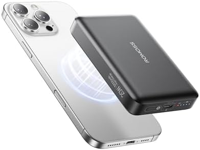 ROMOSS Magnetic Wireless Power Bank – 10,000 m Ah Portable Charger with PD 20 W Fast Charging for i Phone 12-16 Series – Compact, Lightweight, and Tangle-Free Mag Safe Battery Pack with USB-C Port – Ultimate On-the-Go Charging Solution