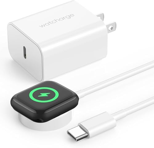 Revolutionize Your Apple Watch Charging: 6.6 ft USB-C Magnetic Charger with 20 W Power Block – Ultra-Fast, Reliable Connection for All Apple Watch Series Models Including Ultra – Stylish White Design for Effortless Convenience and Functionality
