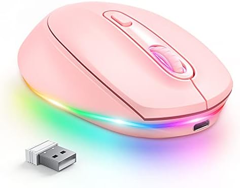 seenda Rechargeable Wireless Mouse with LED Rainbow Lights – Ergonomic, Quiet Click Design for Laptops, PCs, and Chromebooks – Perfect for Kids and Professionals Alike – Portable Purple Accessory for Enhanced Productivity and Style