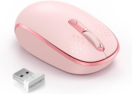 TECKNET 2.4 GHz Wireless Mouse – Ultra-Quiet & Portable Computer Companion with Adjustable DPI, USB Receiver, and Ergonomic Design for Seamless Use Across Chromebook, Laptop, PC & Mac – Enhance Productivity Effortlessly
