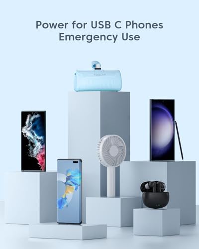Kuulaa 4500 m Ah Compact USB-C Power Bank – Ultra-Portable Phone Charger for i Phone 15, Samsung Galaxy, LG, Moto, and Pixel Devices – Fast Charging Battery Pack for On-the-Go Power Solutions – Lightweight and Durable Travel Companion