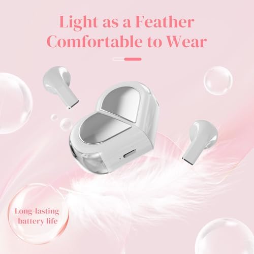 Stylish Rose Gold Heart Wireless Earbuds for Girls – Mini Bluetooth Earbuds Designed for Small Ears, Perfect for Kids & Women – Lightweight, Comfortable Fit with Superior Sound Quality for i Phone & Android, Ideal for Travel & Everyday Use