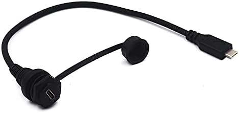 0.3 Meter USB 3.1 Type C Flush Mount Extension Cable – High-Speed 10 Gbps Data Transfer & 3 A Charging for Vehicle Dashboards, Boats, and Motorcycles – Durable Gold-Plated Connectors for Enhanced Performance and Compatibility