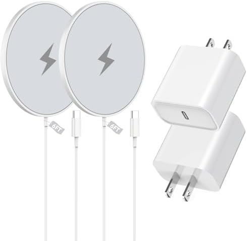 Magnetic Wireless Charger Duo – Apple MFi Certified 6 FT Fast Mag Safe Charging Pad for i Phone 16/15/14/13/12/11 with USBC Charger Block – Effortless Power Delivery & Enhanced Portability for On-the-Go Charging Solutions