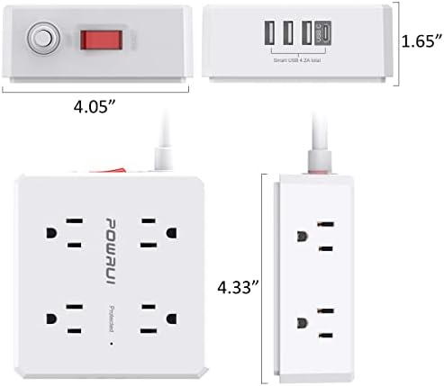 Maximize Your Power Management with a 6 Ft Surge Protector Power Strip – 8 Outlet Extension Cord Featuring 4 Fast USB Charging Ports (1 USB-C), Ideal for Home Office Convenience and Safety, ETL Listed for Enhanced Surge Protection and Compatibility