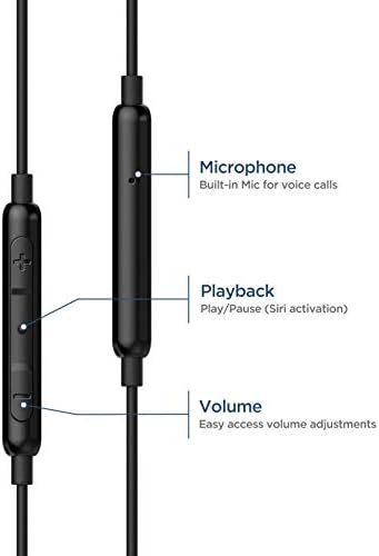 Thore V110 MFi Certified Braided Lightning Earbuds for i Phone – Sweat & Water-Resistant In-Ear Headphones with Built-in Mic and Volume Control – Perfect for Active Lifestyles and Seamless Connectivity with i Phone 12/13/14 Pro Max – Stylish Red Design for Enhanced Durability and Comfort