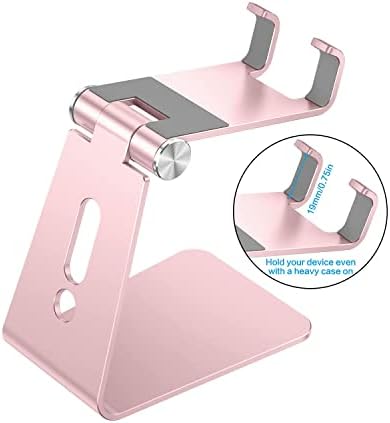 OMOTON Adjustable Cell Phone Stand, C2 Aluminum Desktop Phone Holder Dock Compatible with iPhone 15 14 13 Xs XR 8 Plus 7 6, Samsung Galaxy, Google Pixel, Android Phones – Enhanced Compatibility and Speed