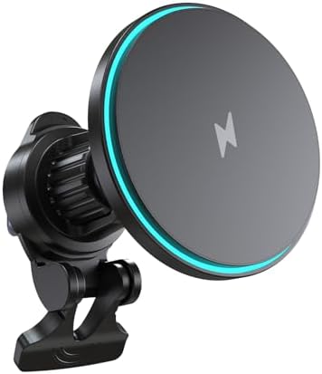 Mag Safe-Compatible 15 W Wireless Car Charger with RGB LED – Magnetic Air Vent Mount for i Phone 12/13/14/15/16 Series, Hands-Free Phone Holder for Enhanced Driving Convenience and Style