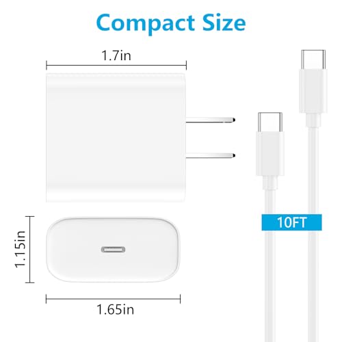 Efficient 30 W USB-C Fast Charging Duo for i Phone 16/15 – MFi Certified Wall Charger Bundle with 10 FT Sync Cable for Pro, Pro Max & Plus Models – Superior Charging Performance & Versatility for All Apple Devices