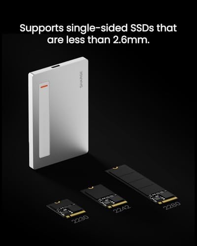 Ultra-Slim Disk Plus M.2 NVMe SSD Enclosure – 10 Gbps USB-C 3.2 Gen2 for Fast Data Transfers – Lightweight Aluminum Design with Built-in Cable Support for 2230/2242/2280 Drives – Ideal for Mac Book Pro & Steam Deck Users – Upgrade Your Storage Experience