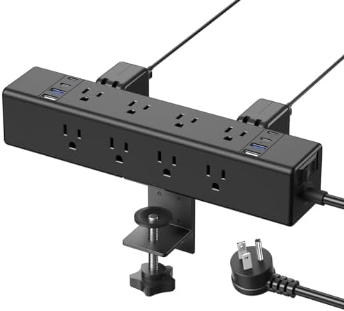 Revolutionize Your Workspace with the CCCEI 12-Outlet Power Strip and 20 W USB-C Charging Hub – Premium Surge Protector with 4800 J Defense, Easy-Access Switch, and 6 FT Cord for Thicker Desk Edges or Screw Mounting – Perfect for Home or Office Organization
