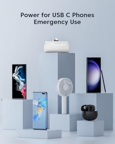 Compact Kuulaa 4500 m Ah Portable Phone Charger with Integrated USB-C Plug – Ultimate Travel Power Bank for i Phone 15/16, Samsung S22/S23 & Android Devices – Fast Charging, Lightweight Design for On-the-Go Convenience