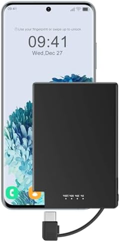 TNTOR Ultra-Slim Travel Power Bank with Integrated Lightning Cable – 3500 m Ah Portable Phone Charger for i Phone 14/13/12/11/X/8 Series, Perfect for On-the-Go Charging with Enhanced Compatibility and Fast Power Delivery