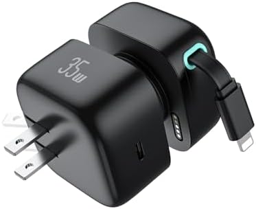 Revolutionary 35 W PD Retractable Charger for i Phone – Versatile Dual Type C Power Adapter with 31.5-Inch Cable | Fast Charging Solution for i Phone 14/13 Pro Max, i Pad, & Air Pods | Compact, Tangle-Free Design for Effortless On-the-Go Power Management