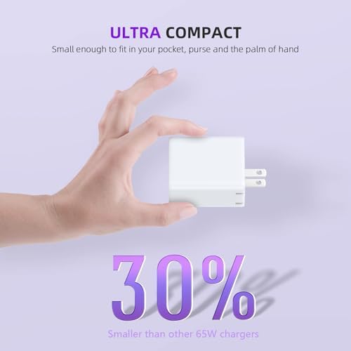 ROLADA 65 W Ga N USB-C Multi-Port Charger – Fast Charging Solution for Mac Book Pro/Air, i Phone 15 Pro Max, Galaxy S24/S23, and More – Compact and Efficient Wall Charger with 3 Ports for Ultimate Device Compatibility