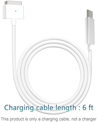 61 W Magnetic Charging Cable for Mac Book Air & Pro – 6 ft TPE Cable Only (Requires 60 W PD Charger) – Enhanced Compatibility with Mag Safe 1 Models A1278 A1286 – Fast Charging with Indicator Light – Durable & Easy to Clean Design