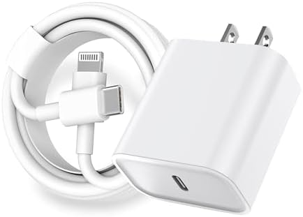 Fast Charge Your i Phone with the PD 20 W USB C Wall Charger Block – MFi Certified Adapter & 3 FT Lightning Cable for i Phone 14/13/12/11/XS Max/XR/X/8/7/SE & Air Pods – Compact & Reliable Power Solution for Ultimate Device Compatibility and Speed