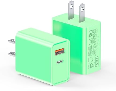 LCGENS 20 W Dual Port USB C Wall Charger Block – 2-Pack Fast Charging Power Adapter for i Phone 11/12/13/14/15/16 Pro Max, i Pad Pro, Samsung Galaxy – Portable and Efficient Charging Solution for Multiple Devices