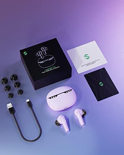 Black Shark Purple Wireless Earbuds with Emoji LED, Ultimate Gaming & Music Experience, Featuring 45 ms Ultra-Low Latency, Bluetooth 5.1 Connectivity, 24 Hours Playtime, IPX5 Waterproof Durability for Active Lifestyles