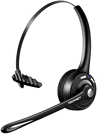 TECKNET Wireless Bluetooth Headset for Truckers – Advanced Noise-Canceling Microphone for Crystal-Clear Calls, Hands-Free Convenience, and Mute Function for Private Conversations – Compatible with Multiple Devices and Designed for All-Day Comfort