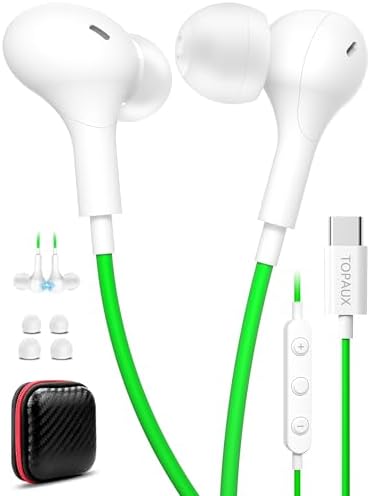 Premium USB Type C Wired Earbuds for i Phone 16 & Samsung Galaxy Devices – Advanced Noise-Canceling In-Ear Headphones with Magnetic Storage for Tangle-Free Use, Exceptional Hi-Fi Stereo Sound for Audiophiles, Enhanced Compatibility with i Pad A16 & Pixel 9 Series – Ultimate Comfort and Crystal-Clear Audio Experience for Music Enthusiasts and Professionals