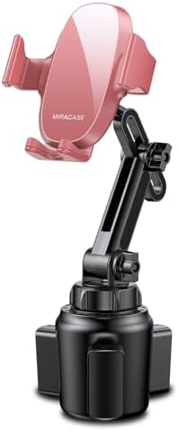 Miracase Adjustable Long Neck Car Cup Phone Holder – Upgraded Universal Smartphone Mount for i Phone, Samsung, and Google – Stylish Pink Design for Enhanced Stability and Easy Access to Navigation and Music – Perfect Vehicle Accessory for Safe Hands-Free Driving