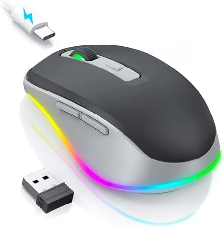 PEIOUS Rechargeable Wireless Mouse with LED – Innovative Jiggler Technology to Keep Your Computer Awake – Sleek Black Design for Optimal Comfort and Productivity