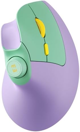 seenda Purple Ergonomic Vertical Wireless Mouse – Rechargeable Dual Bluetooth & USB Connectivity, Multi-Device Compatible with Quiet Clicks & Volume Control Knob for Windows, Mac, PC & Laptop – Comfort & Style Combined