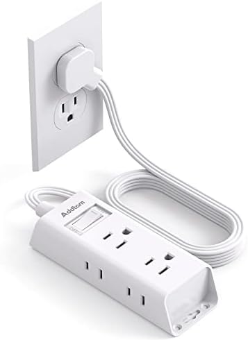 Addtam Ultra Flat Power Strip for Cruise & Travel – 5 ft Extension Cord with 6 Outlets, Compact Design for Dorms & Home Offices – No Surge Protection, Ideal for On-the-Go Charging – Lightweight & Space-Saving Solution