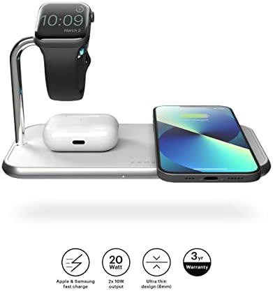 Elevate Your Charging Game with the ZENS Magnetic Dual Device Wireless Charger – Premium Aluminium Fast Charging Station for i Phone 16/15/14/13/12, Air Pods, and Apple Watch – Qi & MFi Certified with Included Power Adapter – Compact, Stylish, and Portable Solution for Effortless Charging Efficiency