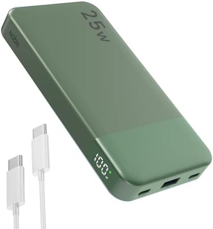 NOBIS 10000 m Ah Fast Charging Power Bank with Digital Display – Versatile USB-C Battery Pack for i Phone, i Pad, Android & More (25 W) – Compact, Reliable Charging Solution for On-the-Go Power Needs