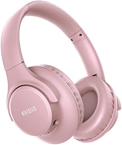 KVIDIO Over-Ear Bluetooth Headphones: 65-Hour Battery Life, Immersive Deep Bass Sound, and Ultra-Low Latency for Effortless Mobility and Enhanced Work Efficiency with Integrated Microphone for Flawless Calls and Voice Control