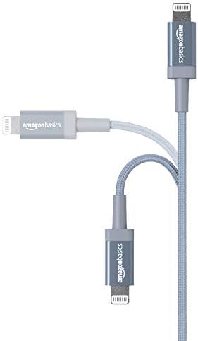 Experience Ultimate Charging Efficiency with the Amazon Basics 6-Foot USB-A to Lightning Charger Cable – MFi Certified, Durable Nylon Braided Design for Fast Power Delivery to Apple i Phone 14, 13, 12, 11, X, Xs Pro, Pro Max, Plus, i Pad – Stylish Dark Gray Finish for Enhanced Compatibility