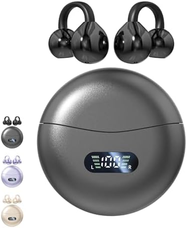Innovative Clip-On Open Ear Wireless Bluetooth 5.4 Headphones – Perfectly Designed for Small Ears and Glasses Wearers; 60-Hour Battery Life, Superior Noise Cancellation, and Waterproof for Active Lifestyles and Workouts (Vibrant Purple)