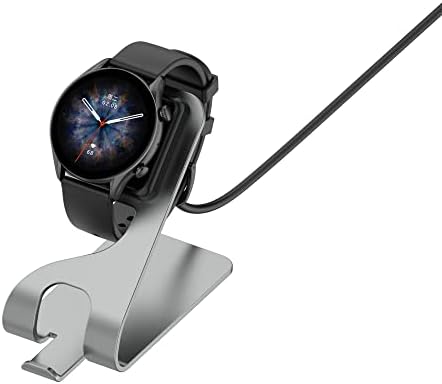 Chofit Premium Charger Dock for Amazfit Smartwatches – Fast USB Charging Station with 4.9 ft Cord for GTR4, GTR4 Pro, GTS4, GTS3, GTR 3, and T-Rex 2 – Stylish Silver Finish for Home & Office Use – Reliable & Durable Smartwatch Accessory