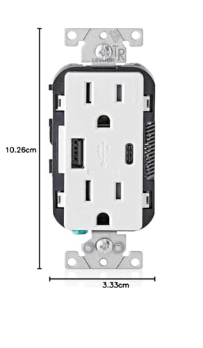 Leviton 60 W Dual USB Type A/Type-C In-Wall Charger – Fast, Efficient Power Delivery Solution for Smartphones, Tablets & Laptops – Tamper-Resistant Outlet in Light Almond for Safe, Clutter-Free Charging Experience – Perfect for Home and Office Use