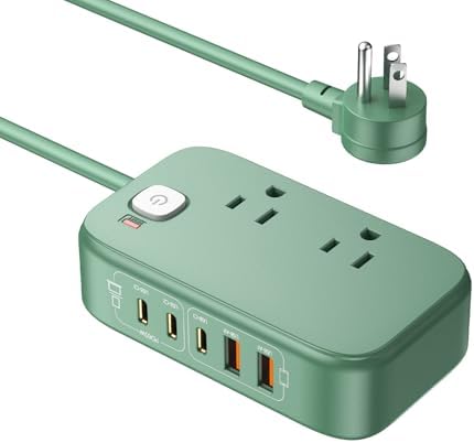 Effortless Power: 65 W USB Charging Station with Surge Protection – 5 FT Flat Extension Cord for Travel, Home, Office & School – Multi-Device Charging Hub for Fast, Safe Energy Delivery – Lightweight & Compact Design for Ultimate Portability