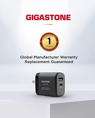 Gigastone 65 W Ga N USB C & A Charger 3-Pack – High-Speed Dual Port Wall Charger with Intelligent Power Allocation, Foldable Travel Design for Mac Book Air/Pro, Dell XPS, i Pad, i Phone 16/15, Galaxy S24 – Optimal Charging Efficiency and Portability