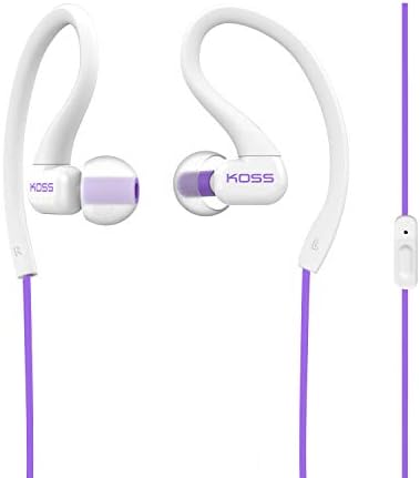 Vibrant Violet Koss KSC32 i V Sport Clip Headphones – Lightweight, Sweat-Resistant Earbuds for Active Lifestyles with Enhanced Device Compatibility and Dynamic Sound Quality