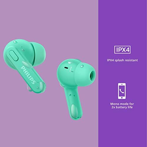 Philips T2206 True Wireless Earbuds – Compact Charging Case, IPX4 Water-Resistant Design, Enhanced Audio Mobility for Active Lifestyles, Rapid Pairing Technology, Secure Fit for Music Lovers and Fitness Enthusiasts