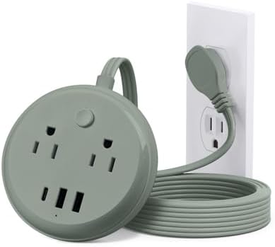 KOOSLA Compact Flat Plug Power Strip with USB C Ports – 2 AC Outlets & 3 Fast-Charging USB Ports for Ultimate Travel Convenience – 1250 W Capacity, 5 ft Cord – Ideal for Cruise Ships, Dorms, Homes, & Offices – Lightweight, Space-Saving Design for Multi-Device Charging