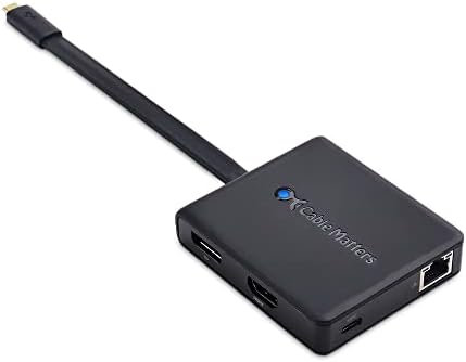High-Performance Cable Matters USB C Hub with HDMI, Display Port & VGA – Multiport Adapter for Seamless Connectivity | Fast Ethernet & 60 W Charging | Compatible with Thunderbolt 3, USB4, Mac Book Pro, Dell XPS & More – Enhance Your Workspace Today!