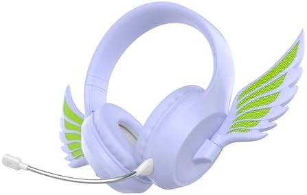 YAKEN YRKR Bluetooth 5.3 Over-Ear Headphones – Immerse Yourself in Hi-Fi Sound with Dynamic Rotating Wings & LED Lights for Gaming & Music – Unmatched Noise Cancellation, Ergonomic Fit, Extended Battery Life – Compatible with Smartphones, PCs, Laptops (Vivid Purple)