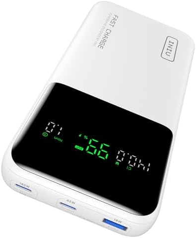 Experience Uninterrupted Power with INIU 140 W High-Capacity 27000 m Ah Portable Charger – Fast Charging USB-C Power Bank for Laptops, Tablets, and Phones with Digital Display – Perfect Travel Companion for i Phone 16, i Pad, Mac Book, and More