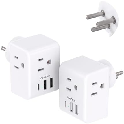 Ultimate European Travel Plug Adapter Set – Dual Pack Universal Power Converter with 3 AC Outlets and 3 USB Charging Ports (including USB-C) for Efficient Power Solutions in Italy, Spain, France, Germany, and Iceland – Essential Accessory for Global Travelers Seeking Versatile Compatibility and Rapid Charging Efficiency
