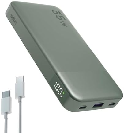 NOBIS 10,000 m Ah Portable Charger – Ultra-Fast Charging Power Bank with Digital Display and USB-C Cable, Ideal Battery Pack for i Phone, i Pad, Android & More (Blue, 35 W) – Unmatched Portability and Versatile Compatibility for On-the-Go Power Solutions