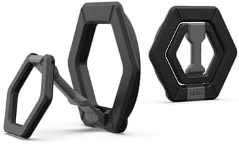URBAN ARMOR GEAR UAG Magnetic Phone Ring Stand | Sleek Black Design for i Phone 16/15 & Galaxy S25/S24 | Mag Safe-Compatible 360° Adjustable Kickstand | Enhanced Security with Removable Metal Grip | Ultimate Convenience for Hands-Free Use and Stylish Protection