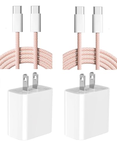 Power Up Your Devices: 20 W Fast Charging Duo Kit for i Phone 16 & 15 – Includes Two 6 FT Woven Type-C Cables for Enhanced Durability and Versatility – Perfect for i Pad Pro & Air Pods – Experience Rapid Charging with Unmatched Portability and Reliability